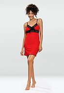 Romantic nightdress, viscose, bow, thin shoulder straps, wide lace edge
